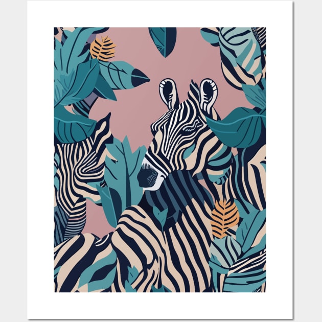 Modern  Savanna Wild Animal Zebra Stripes Pattern Wall Art by ZAZIZU